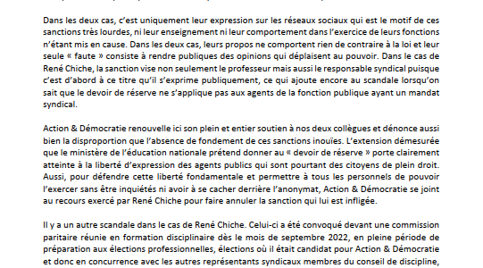 Défense de la liberté d’expression : AD condamne les propos odieux et mensongers du SNES-FSU au CSE